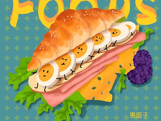 可爱的芝士夹蛋培根牛角包