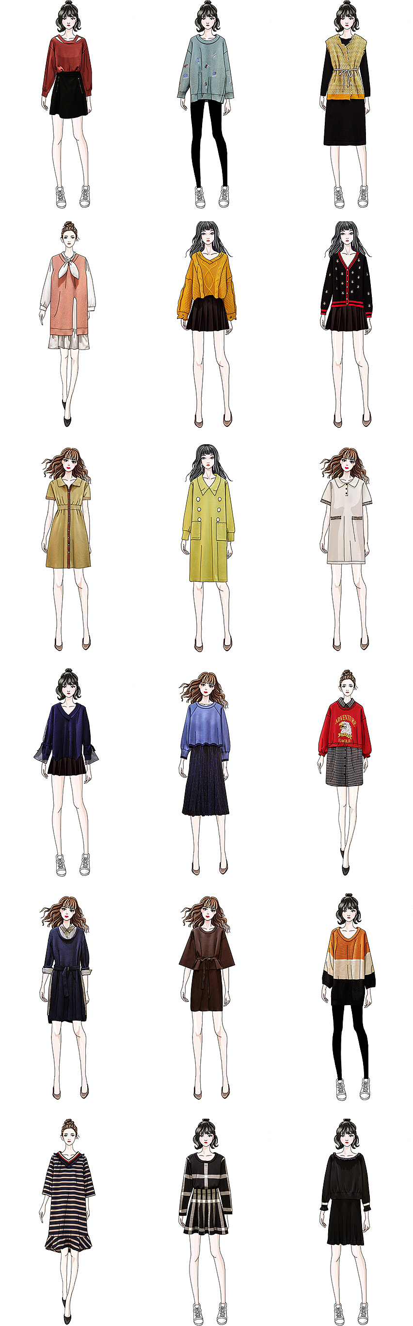 服装卡通人物手绘