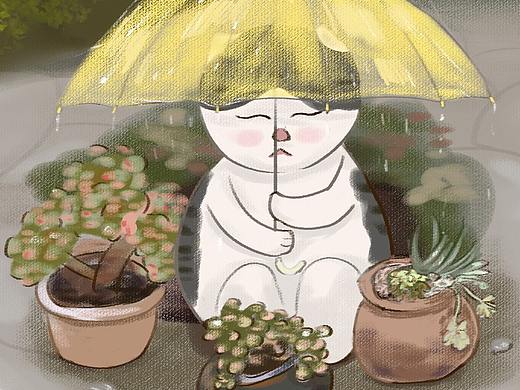 《做家务的猫》扁平猫咪插画