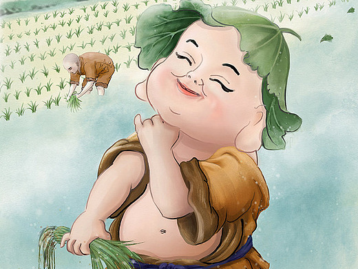 禅意小和尚 小弥勒 小沙弥 插秧偈