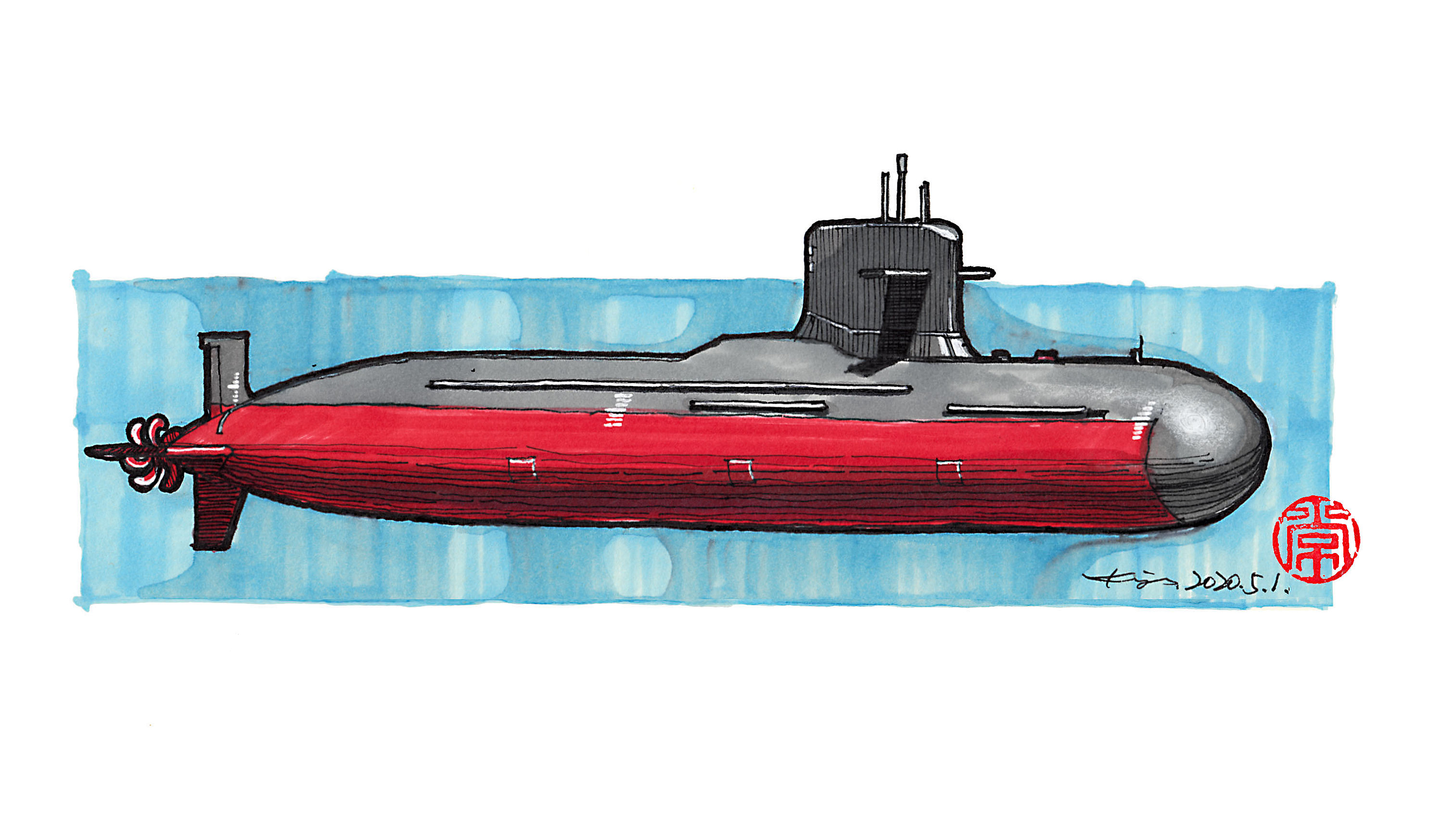 核潜艇怎么画洲际图片