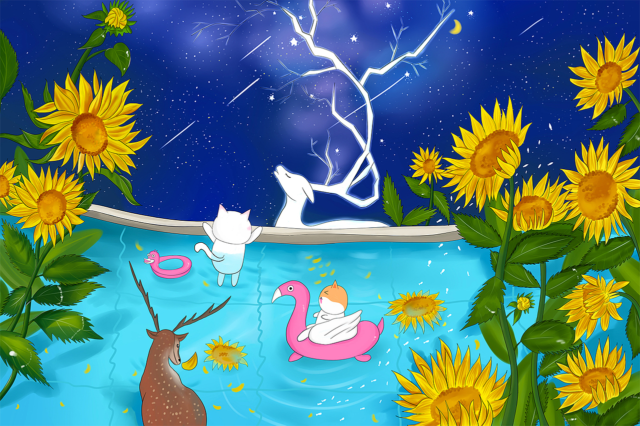 follizoo向日葵花海（图ZMTY4ODEyODU2） - 商业插画 - 站酷设计师喵喵喵喵唔原创素材 - 站酷ZCOOL