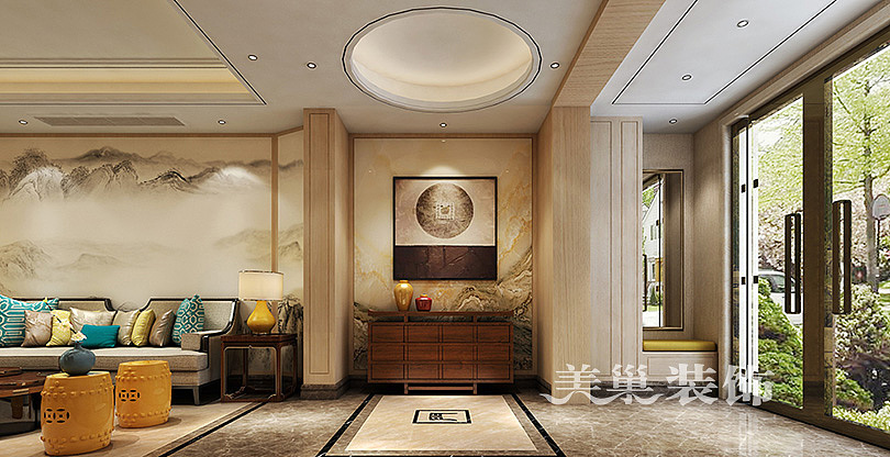 联盟新城280平复式新中式装修效果图