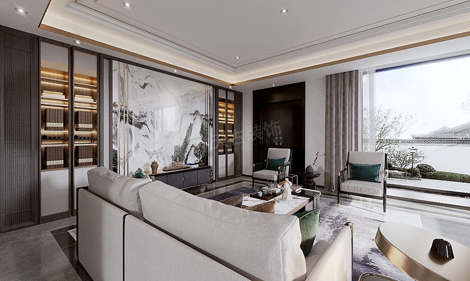 庆隆高尔夫云溪苑别墅装修,新中式轻奢混搭风设计图