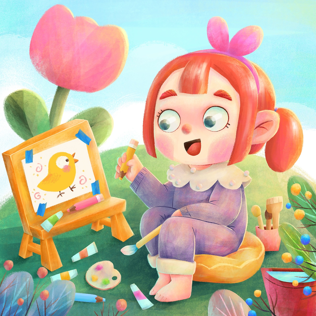 快樂的小畫家（圖ZMjkxMjgxOTI4） - 兒童插畫 - 站酷設(shè)計師Flankie原創(chuàng)素材 - 站酷ZCOOL