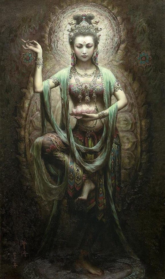 曾浩莫高窟飞天仙女图