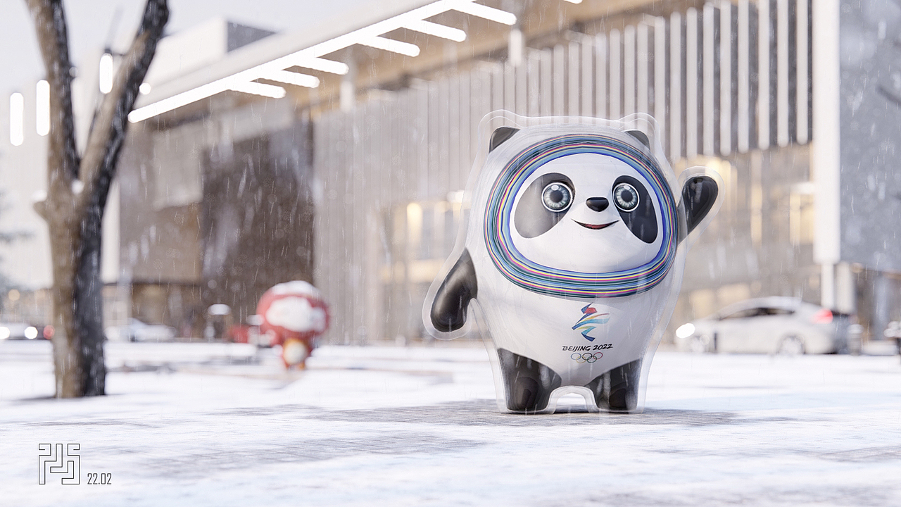 冰墩墩和雪容融的亲密合影