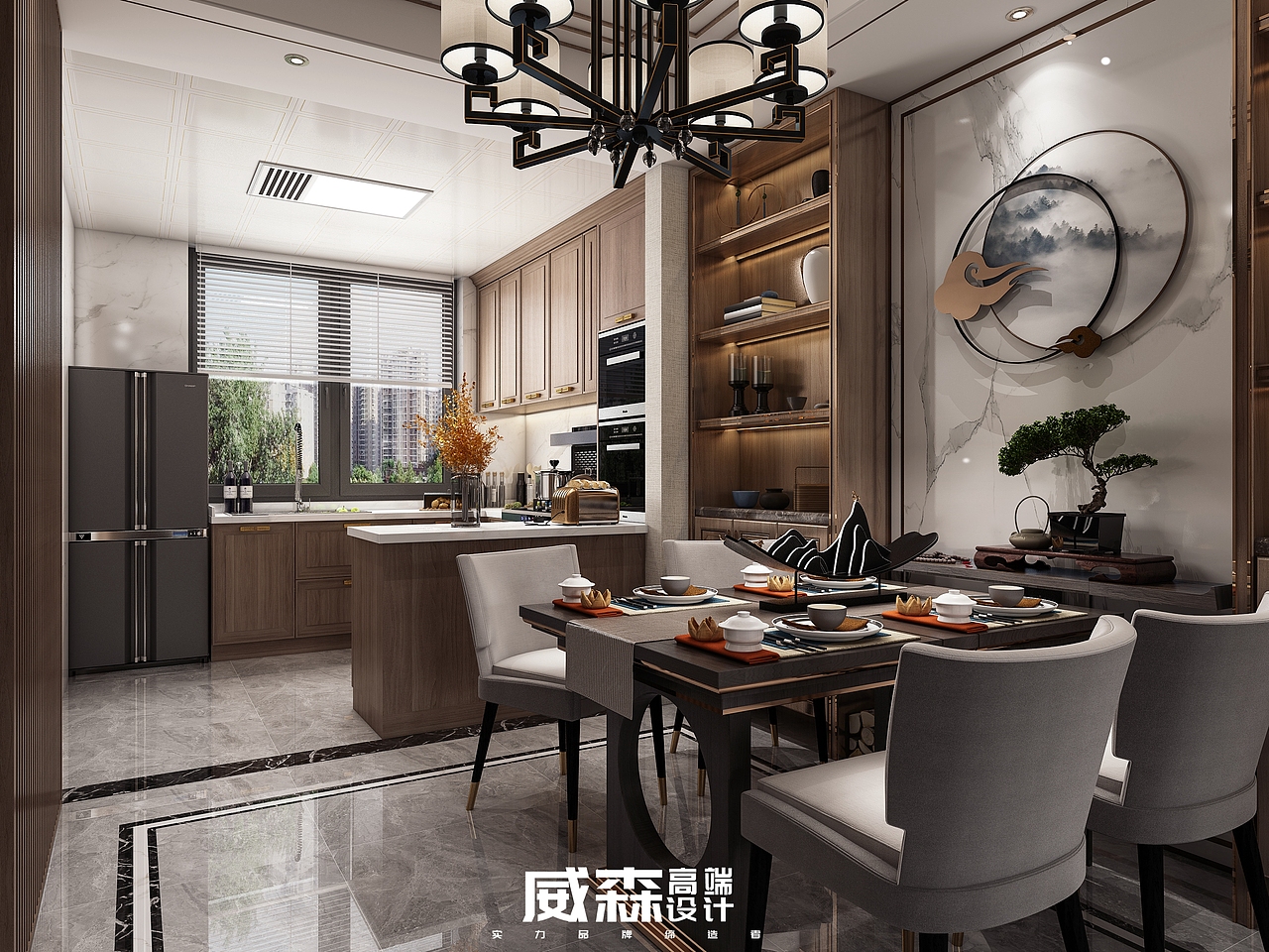 家装|新中式样板间（图ZMjA3MTYzNDcy） - 家装设计 - 站酷设计师VS18656027090原创素材 - 站酷ZCOOL