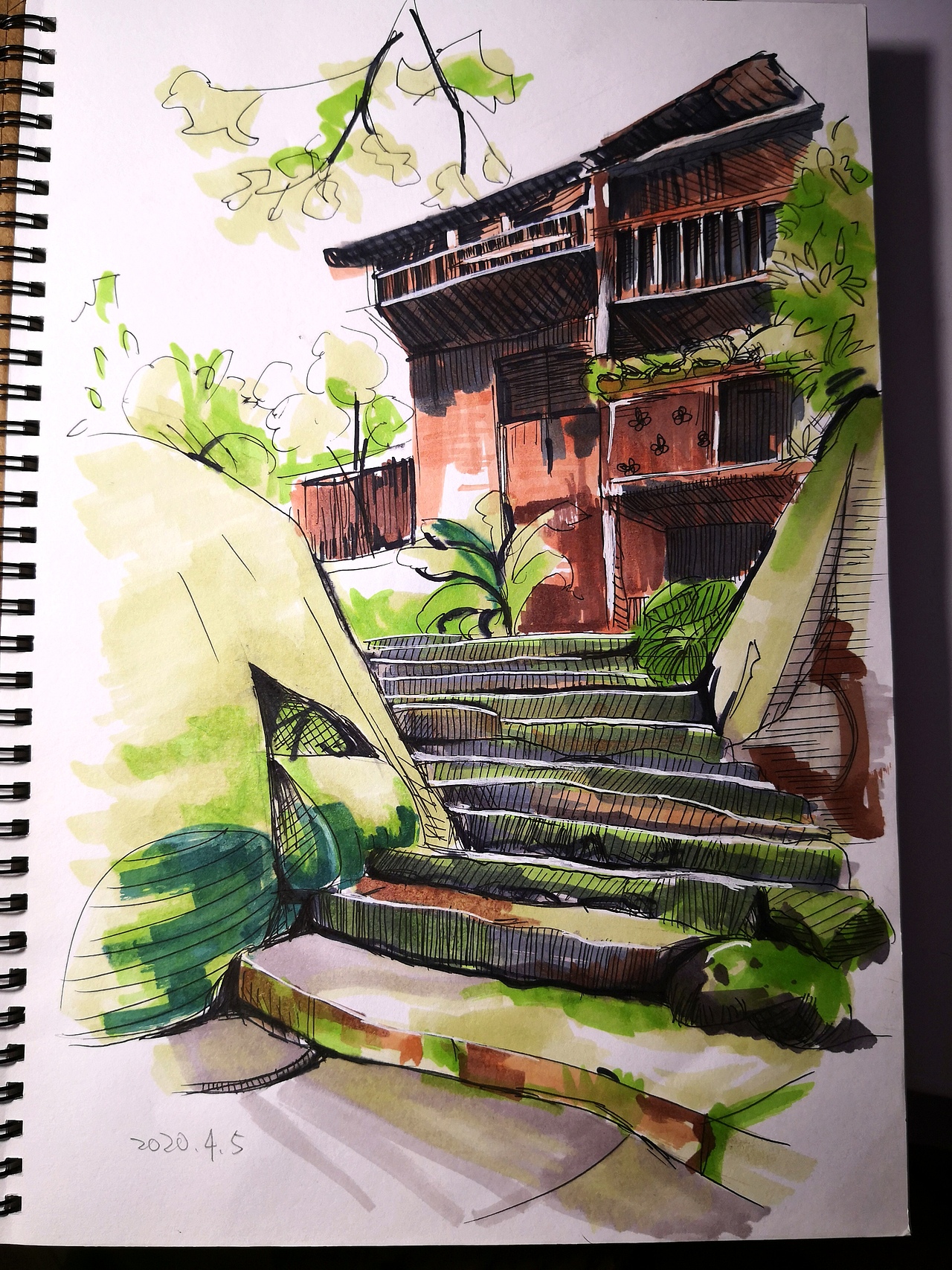 马克笔建筑—曲径通幽处（图ZMjY0ODcxMDU2） - 绘画 - 站酷设计师星野天狼原创素材 - 站酷ZCOOL