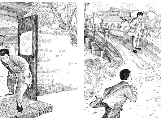 小说《城春草木深》钢笔画插图，明天出版社