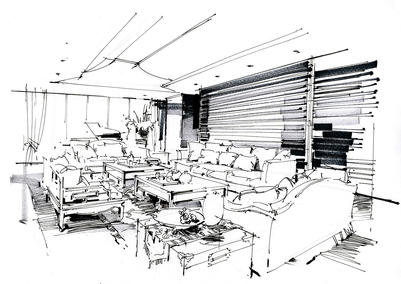 室内设计手绘作品分享(2)家装空间线稿_昆斯-站酷zcool