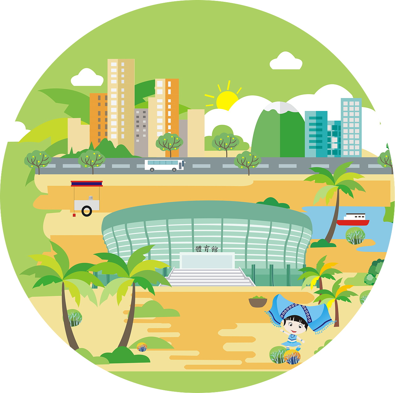 旅游景区矢量插图