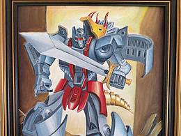 布面油画:G1变形金刚 机器恐龙 铁渣！