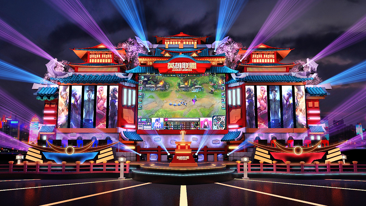 赛博朋克古风英雄联盟电竞舞美|空间|舞台美术|么奈 - 原创作品 - 站