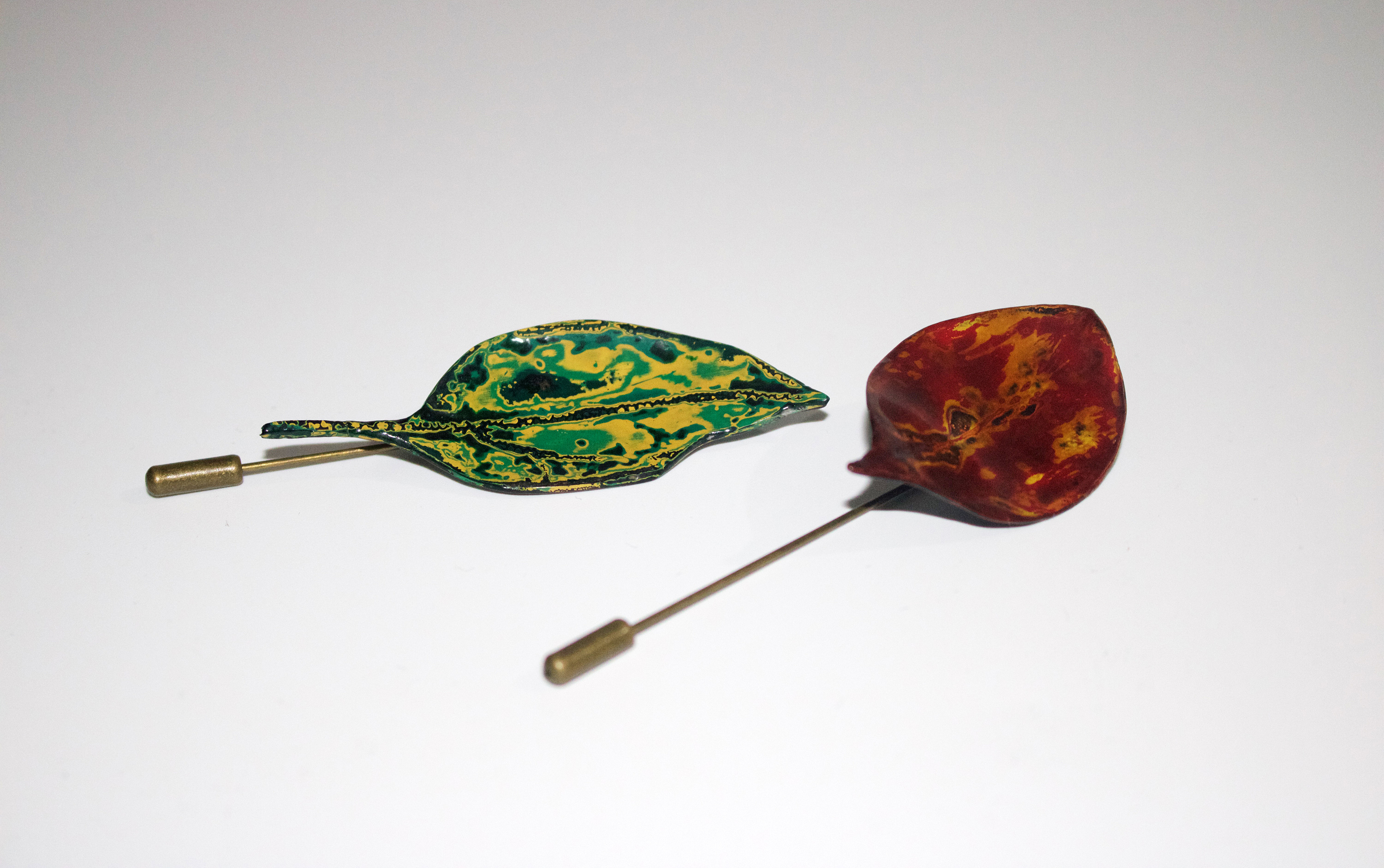 大漆脱胎耳环  落叶与漆俏佳人