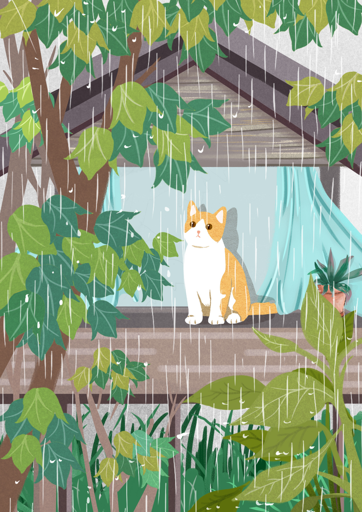 雨中的大猫|插画|插画习作|飞鸟的绘画世界 - 原创作品 - 站酷 (ZCOOL)