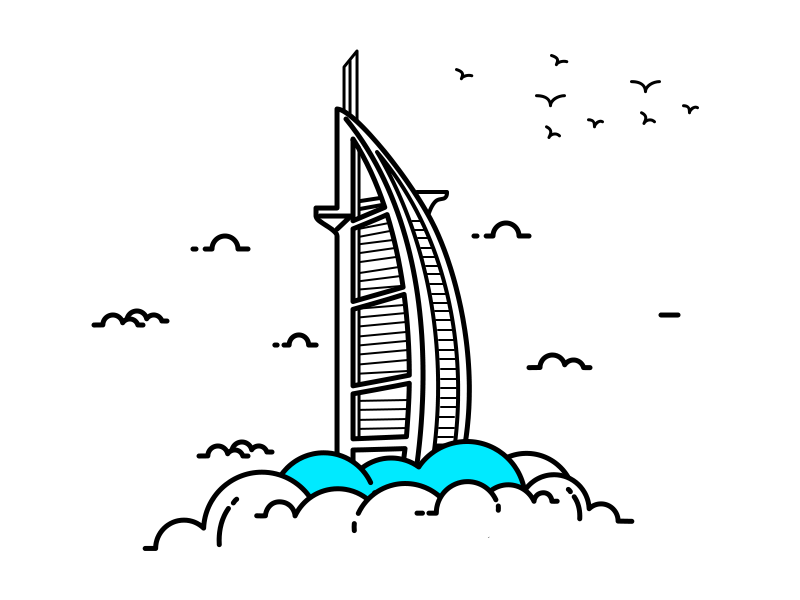 迪拜标志性建筑简笔画图片