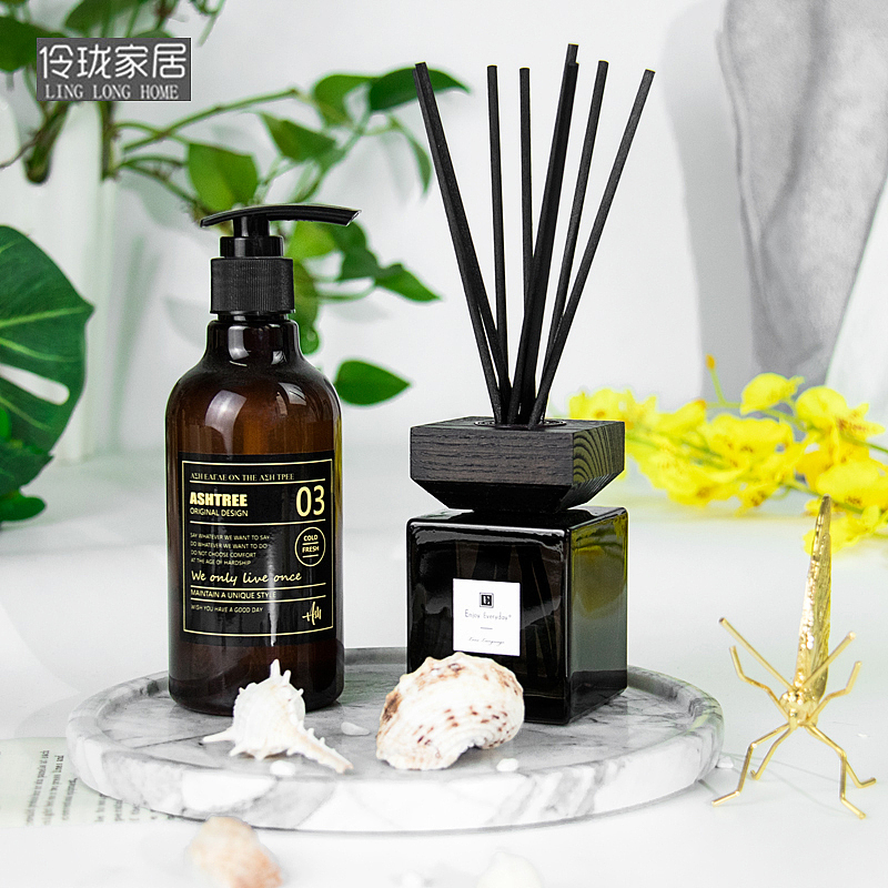卫生间浴室大理石托盘香薰香水蜡烛杯软装饰品摆件
