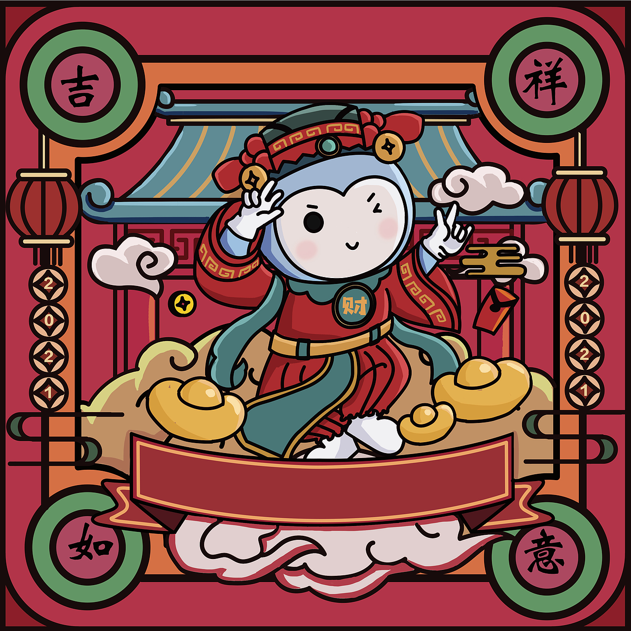 国潮风杭州良渚商场吉祥物点点ip延展设计