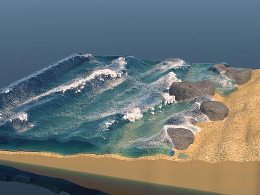 3DCG 沙滩海浪动画特效