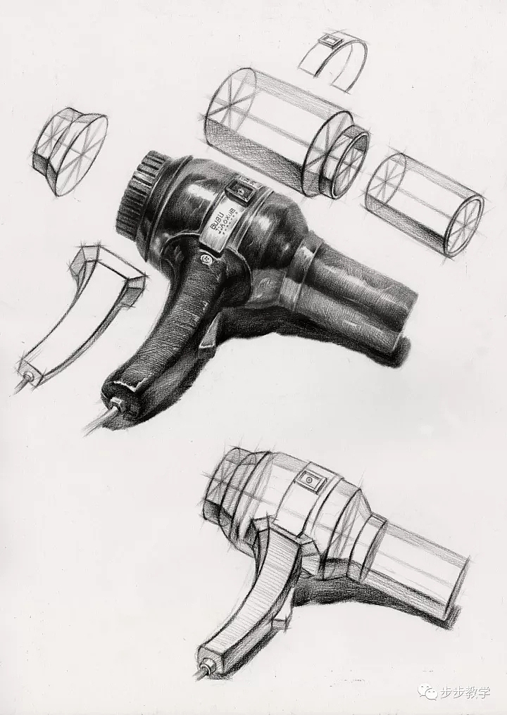 贵州美术网分享经典素描静物作品,来源于步步教学