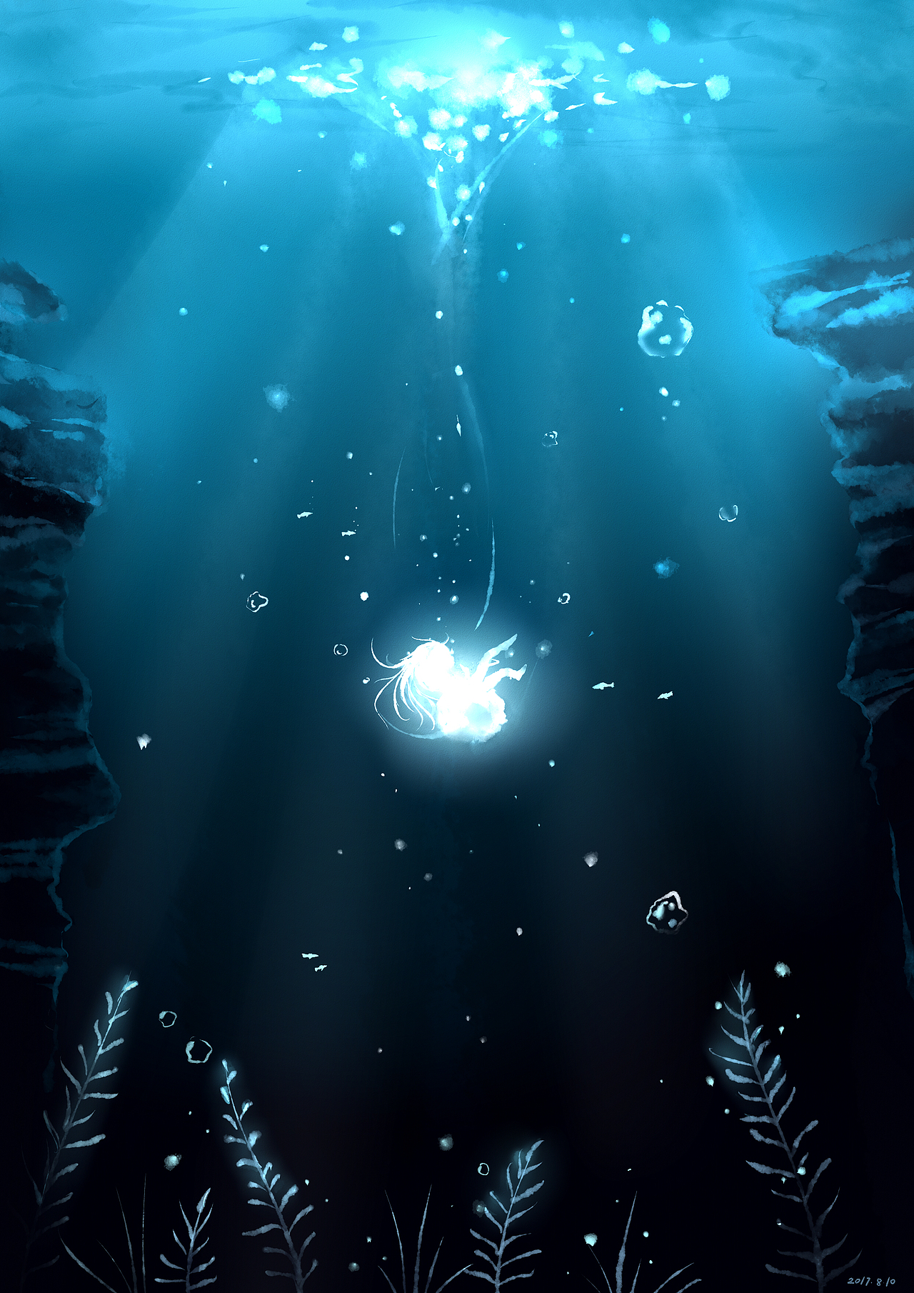 《深海的孤独》 一个人独处久了,有时会觉得自己已经沉入浩瀚深海之中