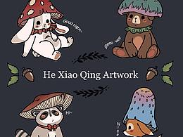 森林里的小动物墙纸包装设计