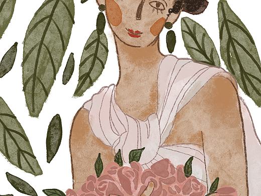 捧花的少女（个人主页-ZNTI5NTI1NjA=） - 创作习作 - 站酷设计师姜糖妹子原创素材 - 站酷ZCOOL