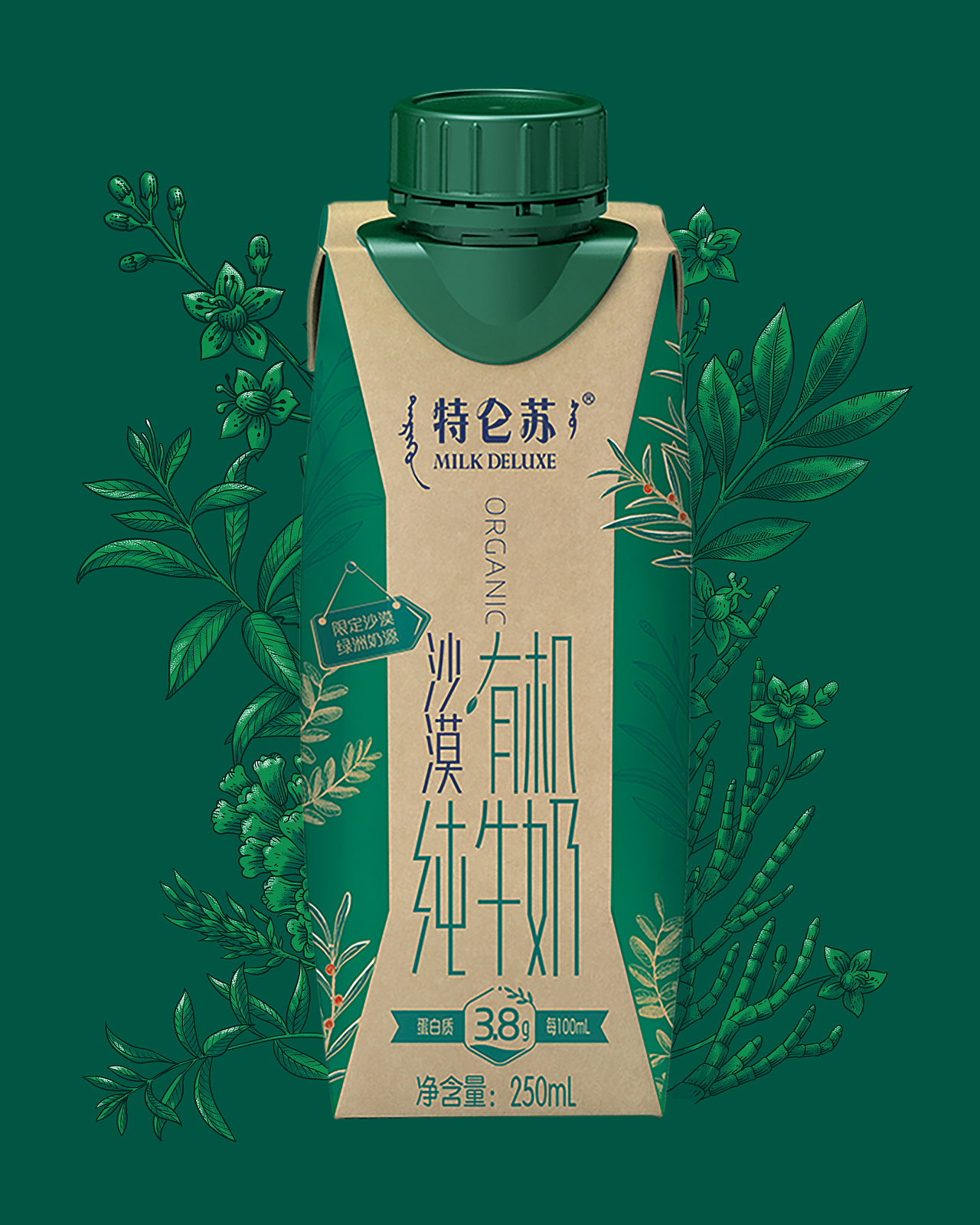 特仑苏沙漠有机奶包装插画