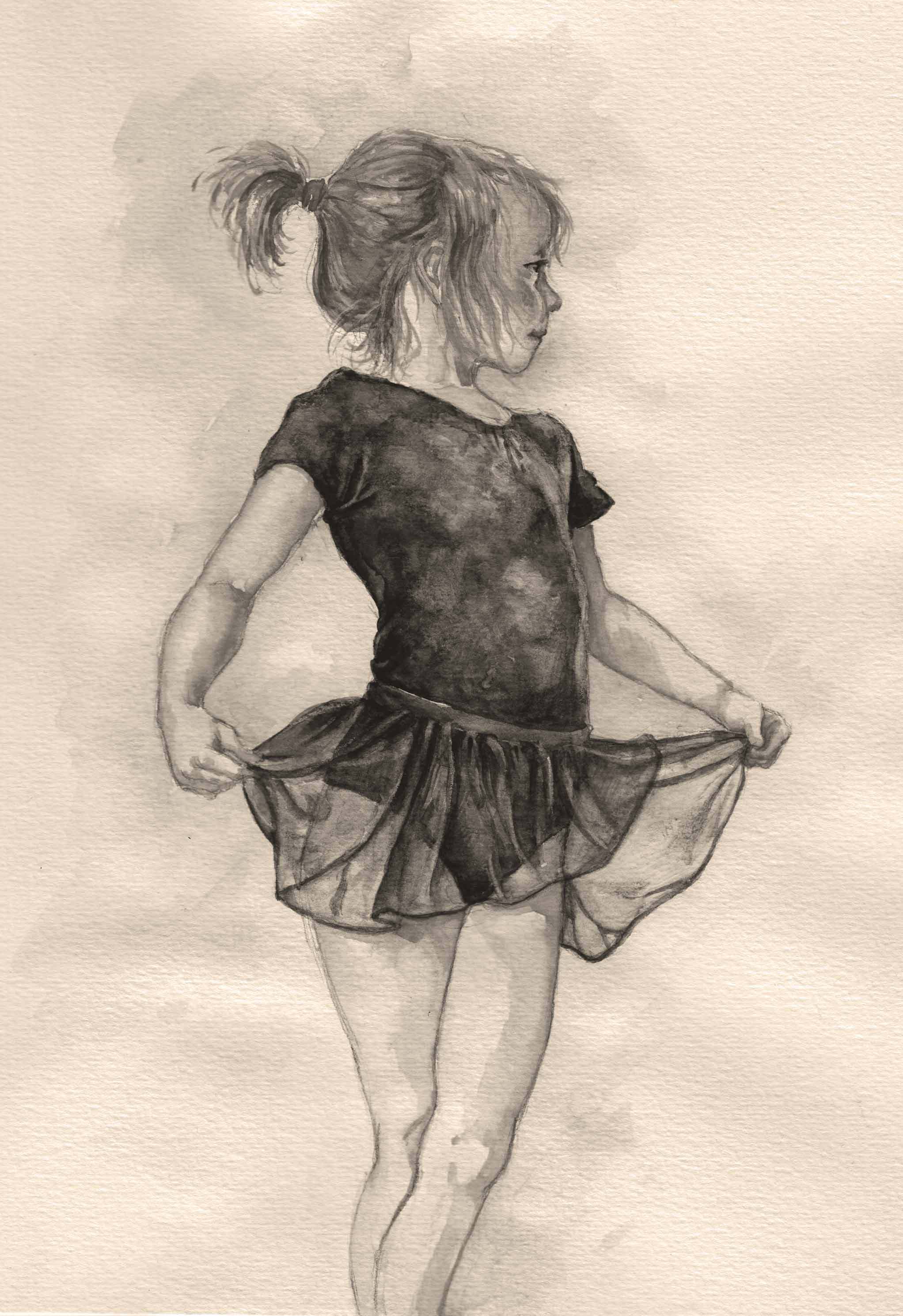 舞蹈素描女孩图片