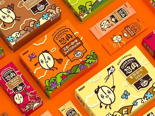 插画风格互动咖啡包装设计,食品包装设计