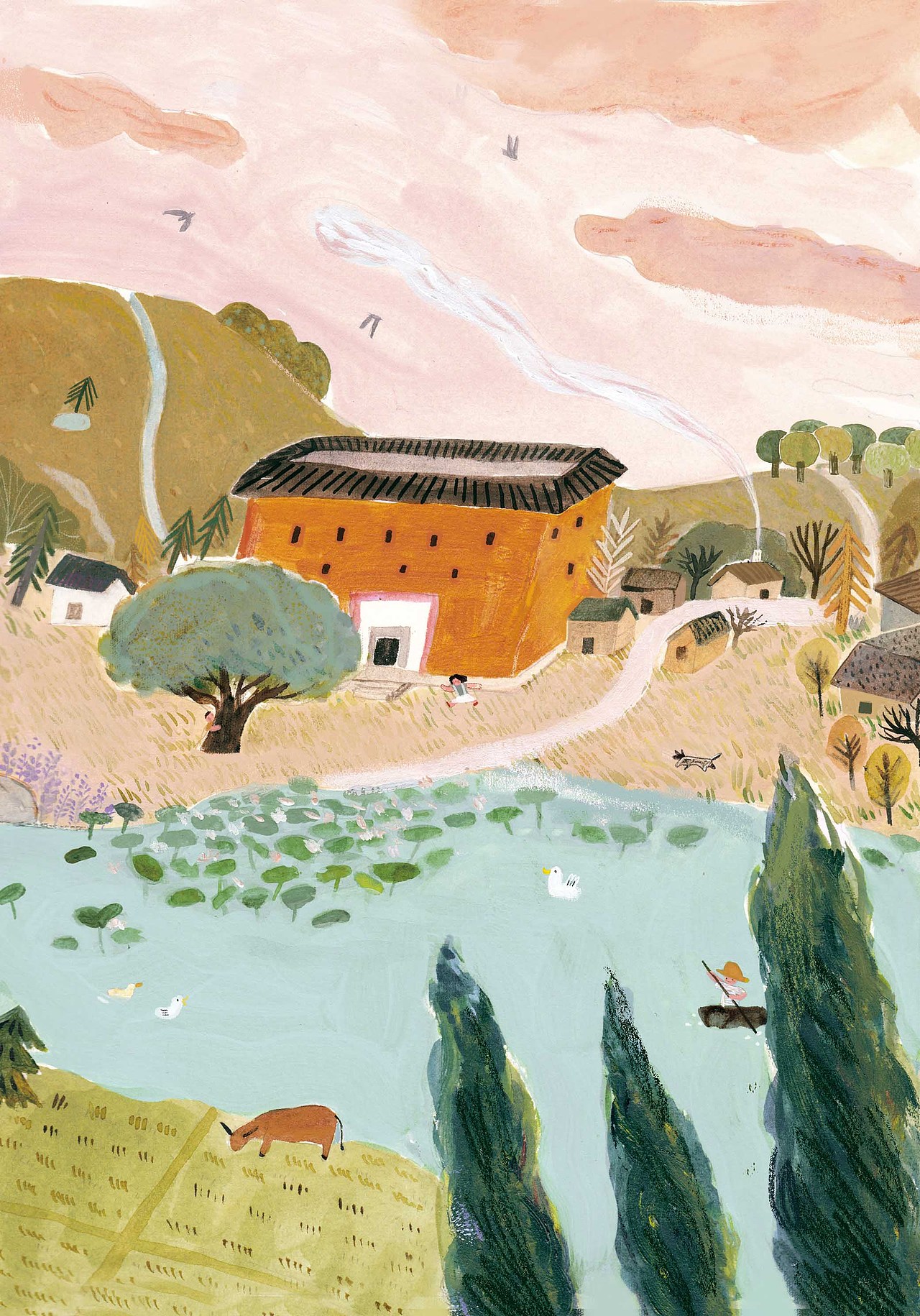 《鯉山圍》內(nèi)頁(yè)插圖（圖ZMTgwMjgxMjY0） - 兒童插畫(huà) - 站酷設(shè)計(jì)師個(gè)桂圓原創(chuàng)素材 - 站酷ZCOOL