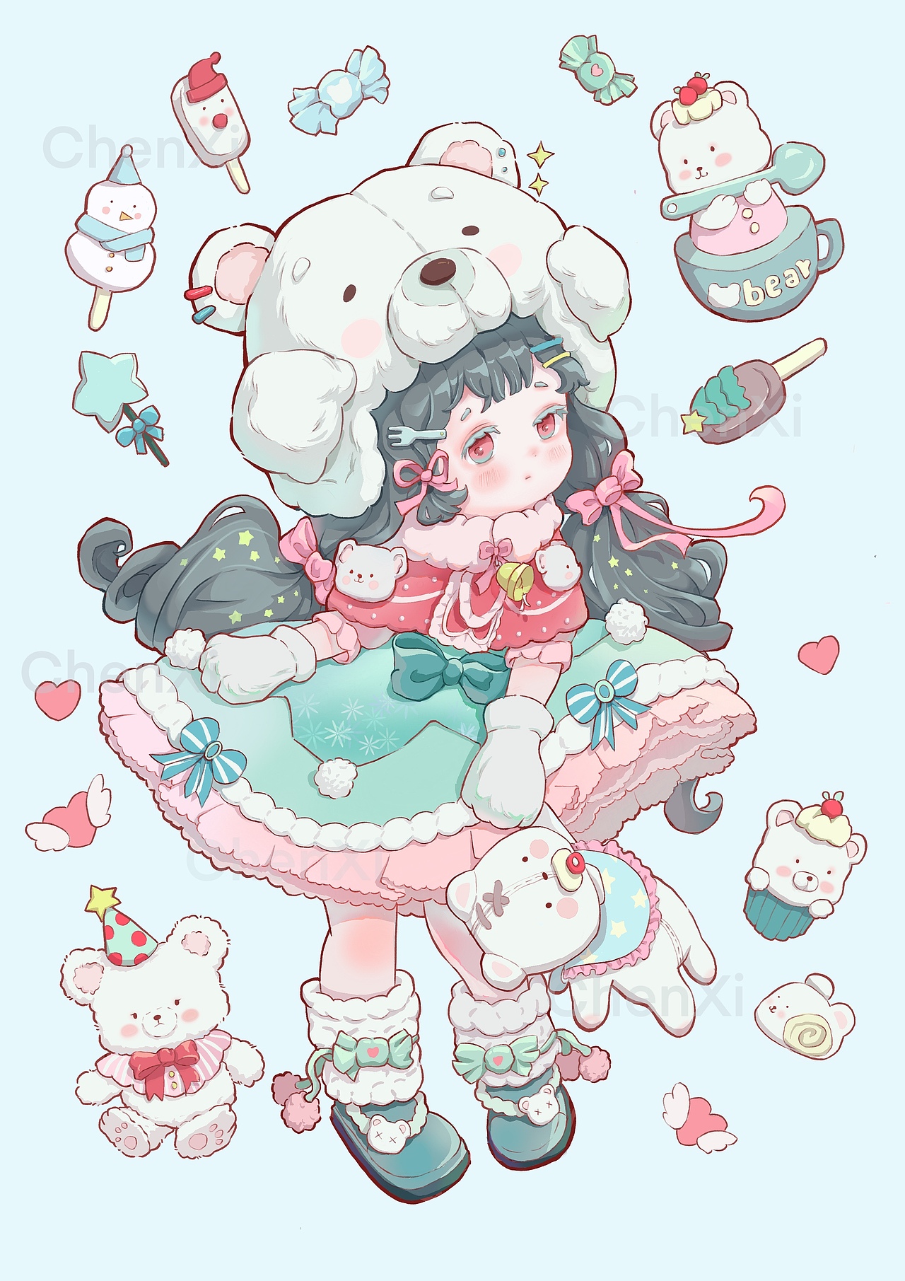 可爱四季女孩加九个小可爱