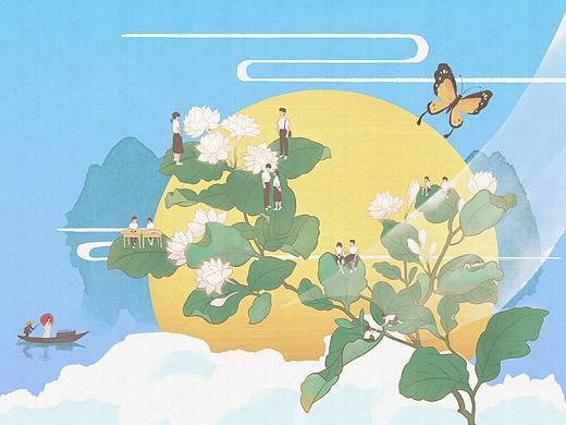 茶姿嫣红  永州店  品牌KV插画