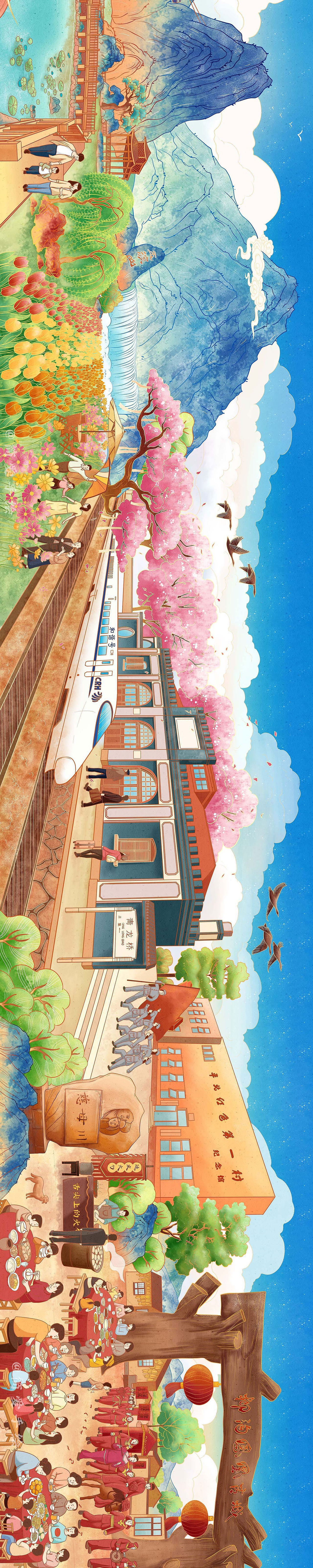 延之游历图——北京延庆全景长卷插画（图ZMTk1NTEwNjg0） - 商业插画 - 站酷设计师简爱手绘原创素材 - 站酷ZCOOL