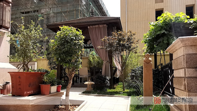 郑州庭院设计,郑州天伦庄园别墅花园设计实景