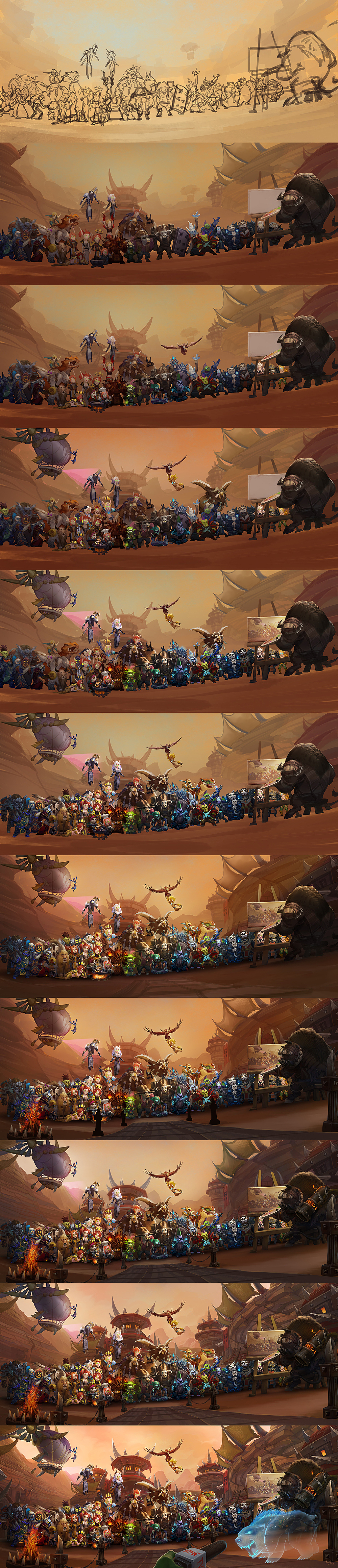 丨天火丨-魔兽世界插画-《Our Family of WOW》（图ZNjI2MjQzNzY=） - 创作习作 - 站酷设计师天火Shawn原创素材 - 站酷ZCOOL