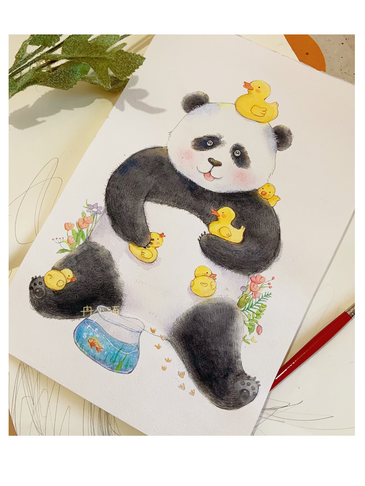 国宝大熊猫和小黄鸭（图ZMjY5Njk2NjUy） - 儿童插画 - 站酷设计师冉小喵y原创素材 - 站酷ZCOOL