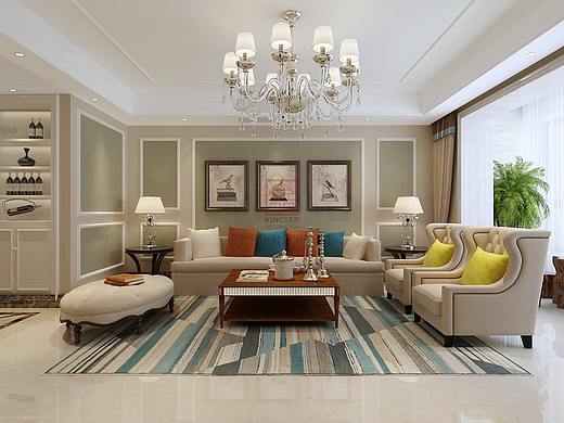 石家庄荣盛华府装修-200平简美风格装修效果图