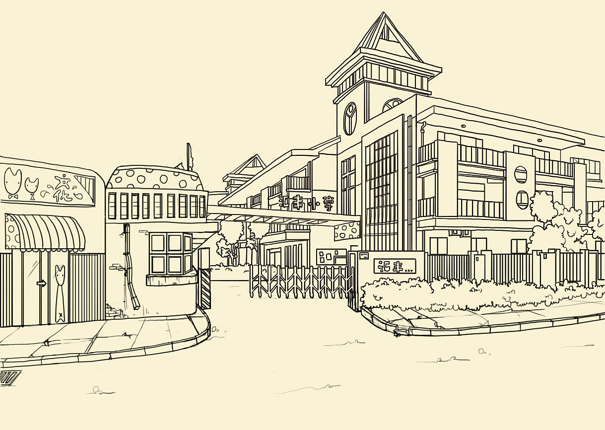 手绘人物场景线稿