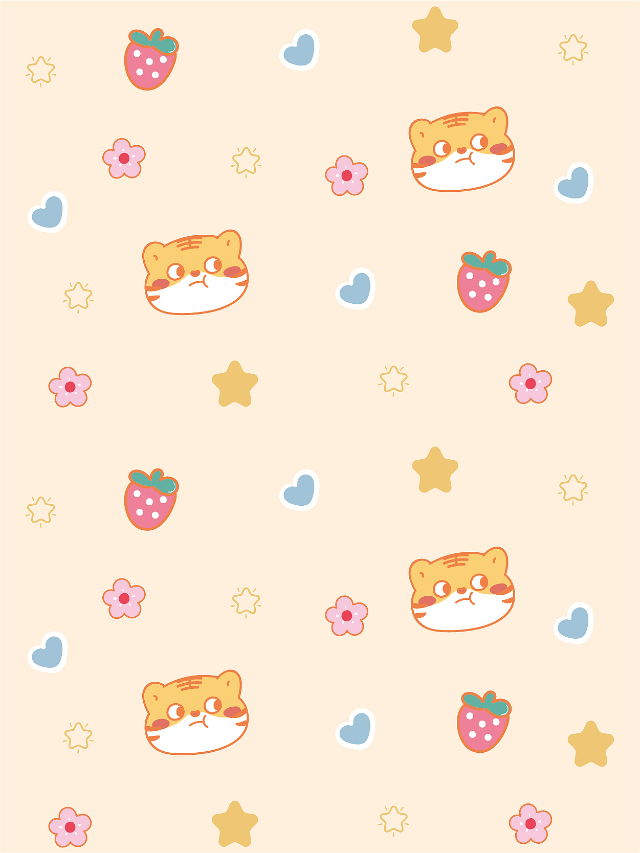 小老虎卡通插画表情包印花包装插画