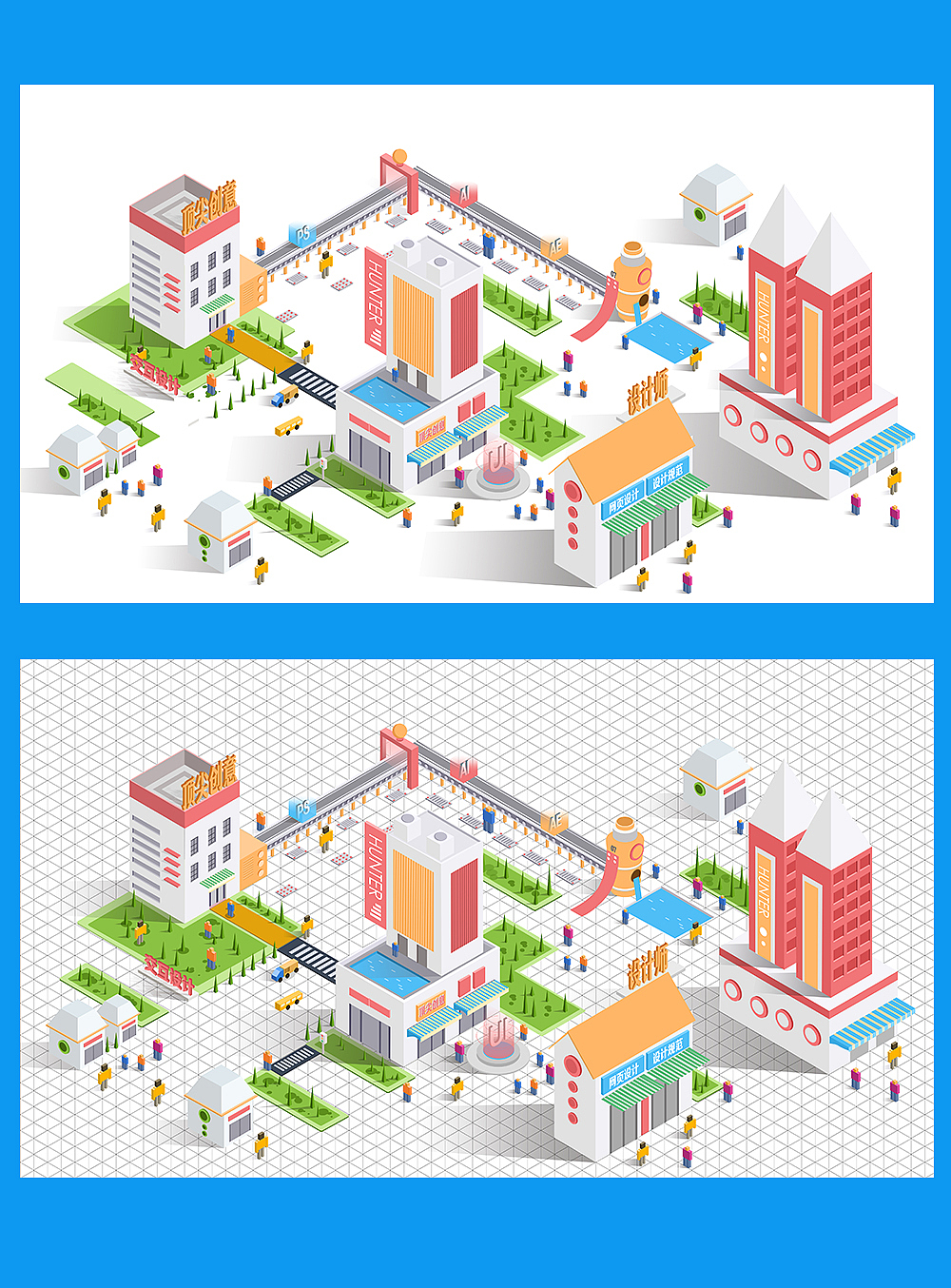 立体建筑插画（图ZNjE1MTg4OTY=） - 艺术插画 - 站酷设计师设计师韩军原创素材 - 站酷ZCOOL