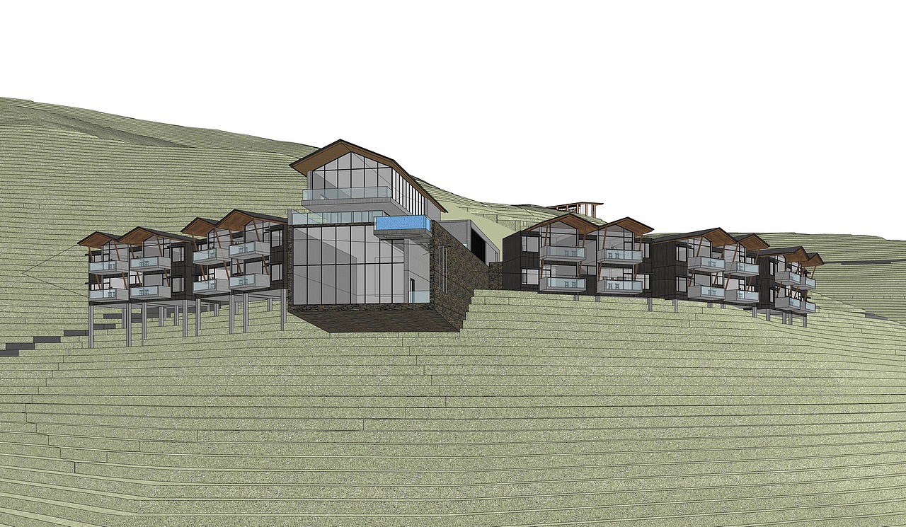 悬崖度假酒店SU模型下载