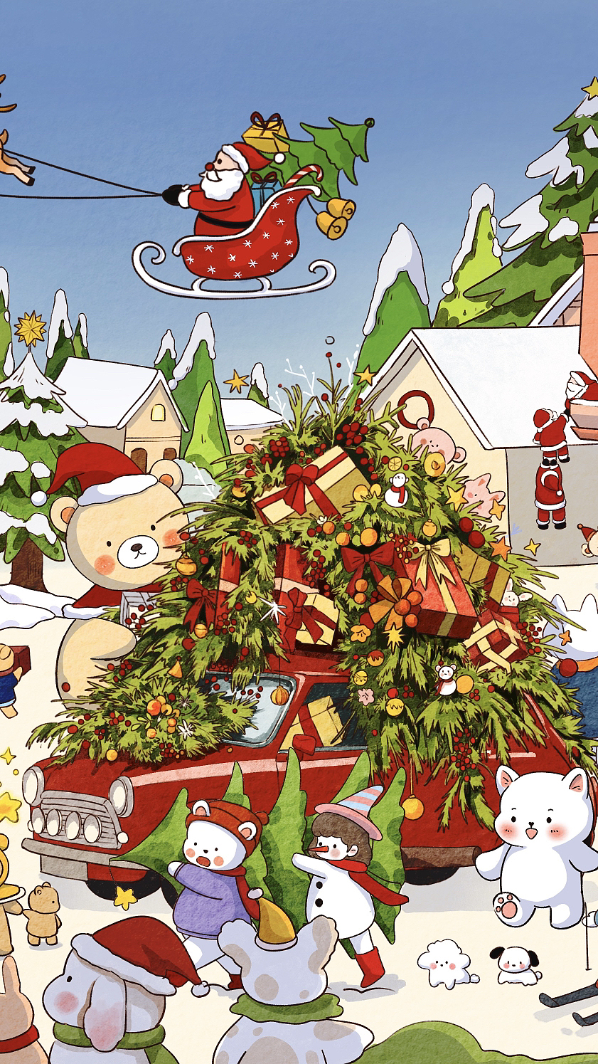圣誕節(jié)主題插畫（圖ZMzU3MjA4MzM2） - 商業(yè)插畫 - 站酷設(shè)計師若可co原創(chuàng)素材 - 站酷ZCOOL