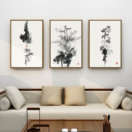 水墨竹子图 新中式禅意作品
