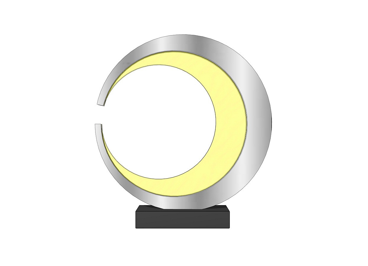 月下扁舟金属雕塑SU模型下载