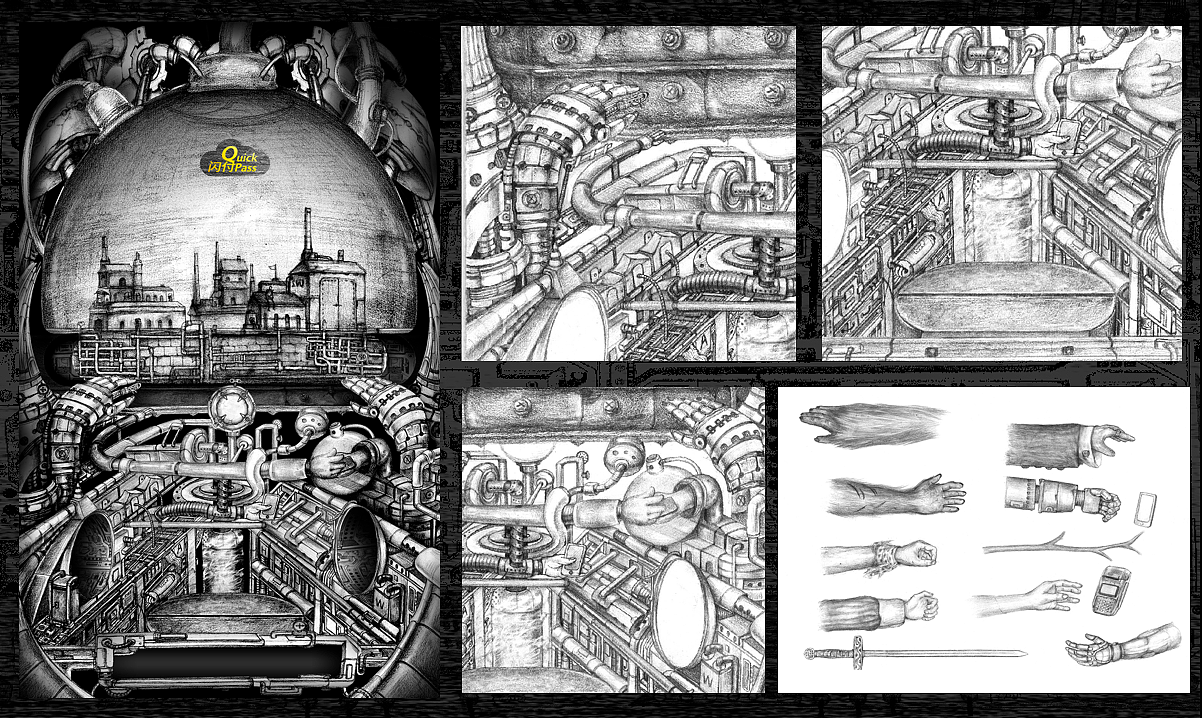 银联蒸汽朋克人物设定及场景原画全套方案手稿