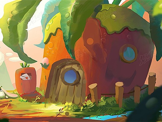 兔子住胡萝卜房屋横版场景