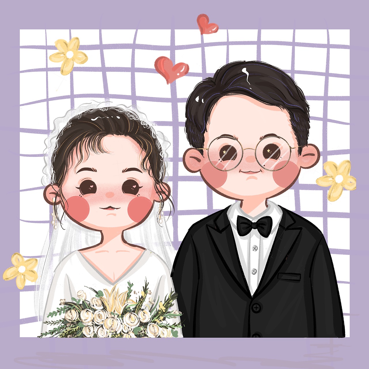 婚纱结婚照手绘