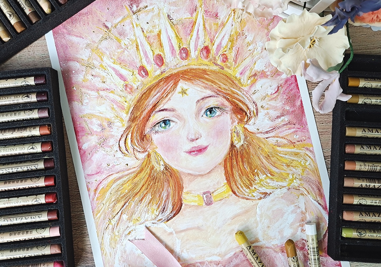 天奇油画棒少女插画——MISS（图ZMjIwNDg3MDI4） - 创作习作 - 站酷设计师张天奇原创素材 - 站酷ZCOOL